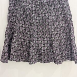 Athleta Purple Black Gray Patterned Women's Skort Snap Zipper Closure Belt Loops